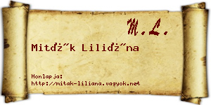 Miták Liliána névjegykártya